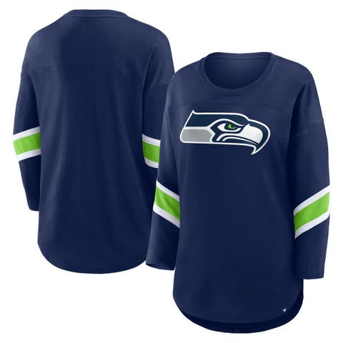 Women's Fanatics College Navy Seattle Seahawks Plus Size Redzone 3/4-Sleeve Scoop Neck T-Shirt