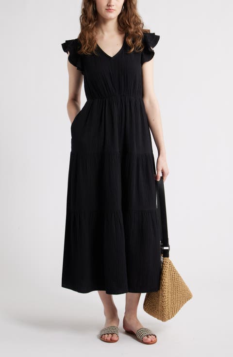 V-Neck Ruffle Maxi Dress