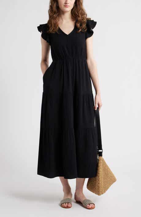 Caslon® V-Neck Ruffle Maxi Dress