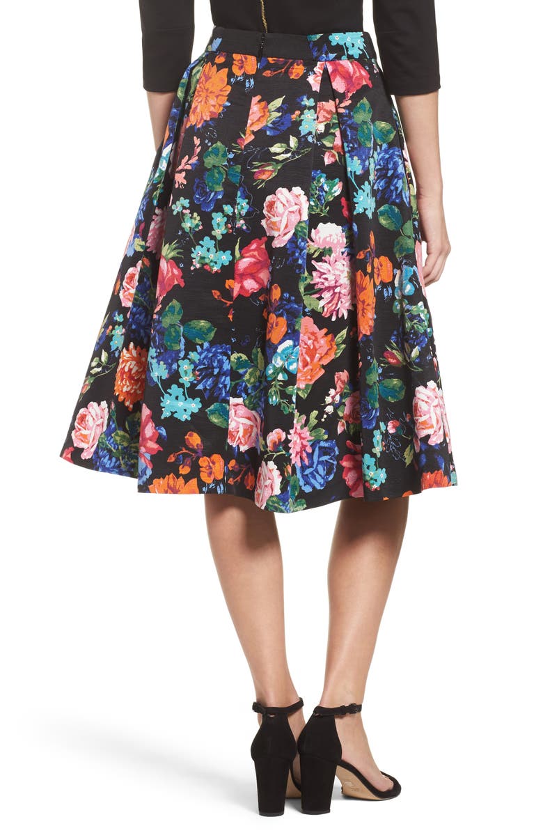 Eliza J Floral Midi Skirt, Alternate, color,