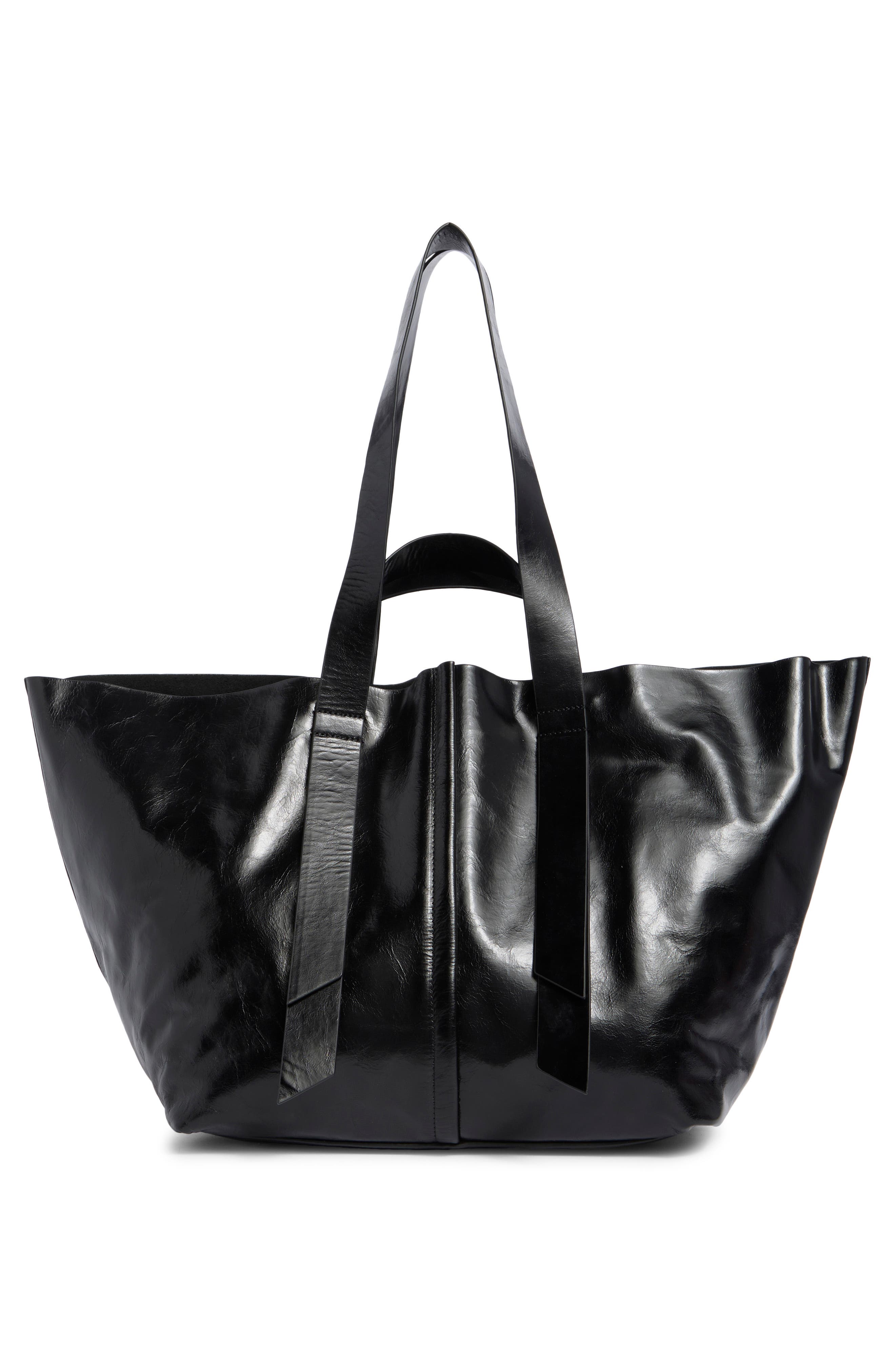 AllSaints Jacqueline Leather Tote, Alternate, color, Black