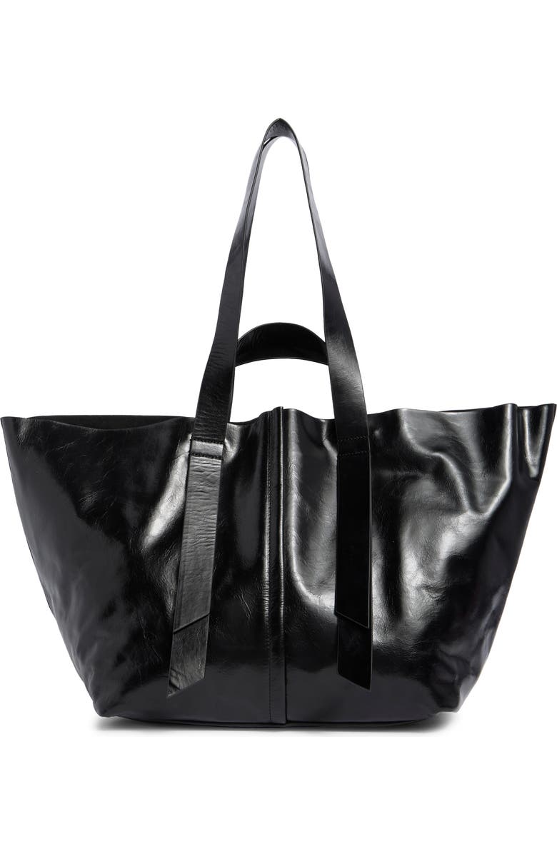 AllSaints Jacqueline Leather Tote, Alternate, color, Black