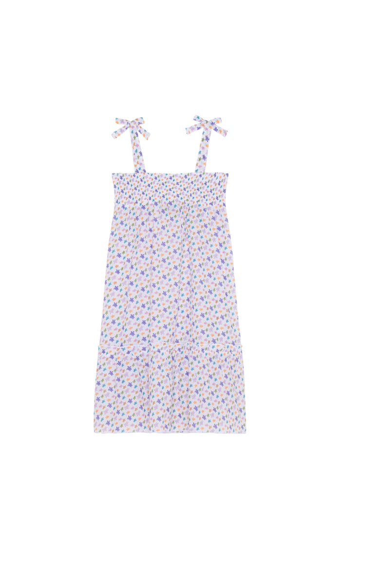 Girls Organic Cotton voile Dress Micro Ronde des Tortues, Alternate, color, White