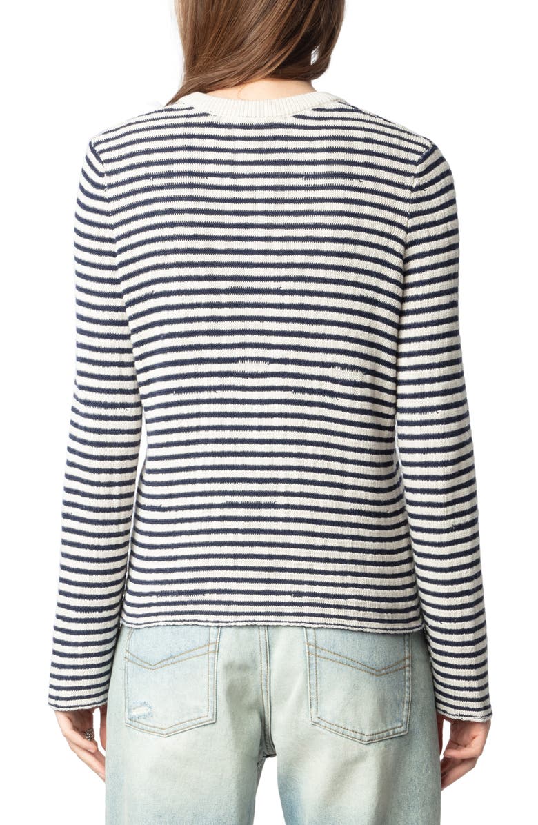 Zadig & Voltaire Mandala Stripe Henley Sweater, Alternate, color, 