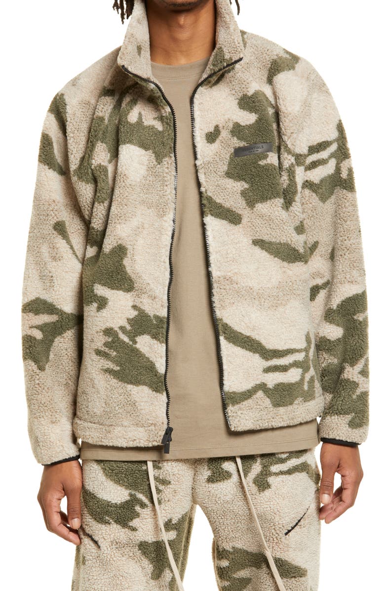 Fear of God Essentials Polar Camo Print Fleece Full Zip Jacket, Main, color,