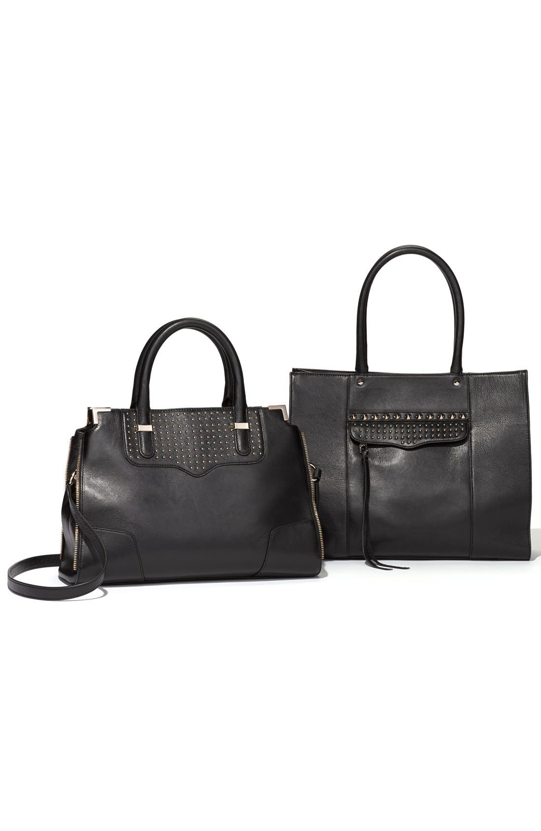 'Medium MAB' Studded Tote, Alternate, color, BLACK
