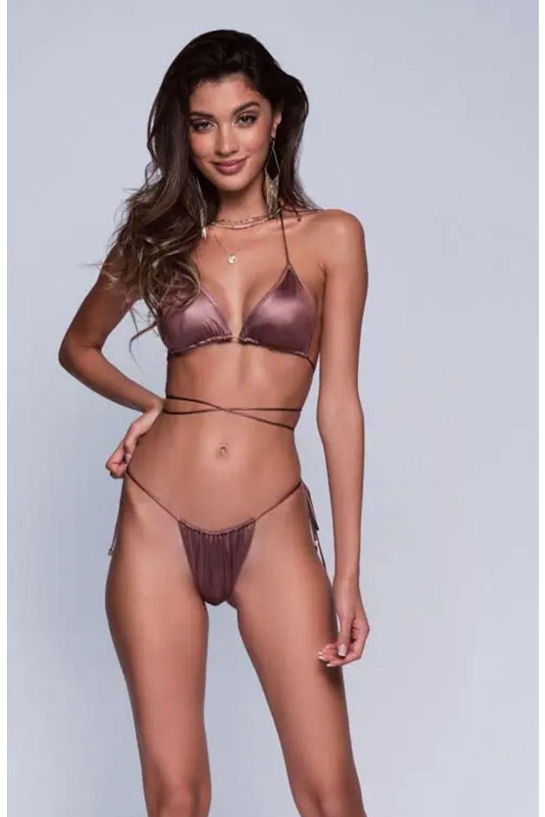 Oceana Triangle Criss-Cross Bikini Top, Alternate, color, Beige