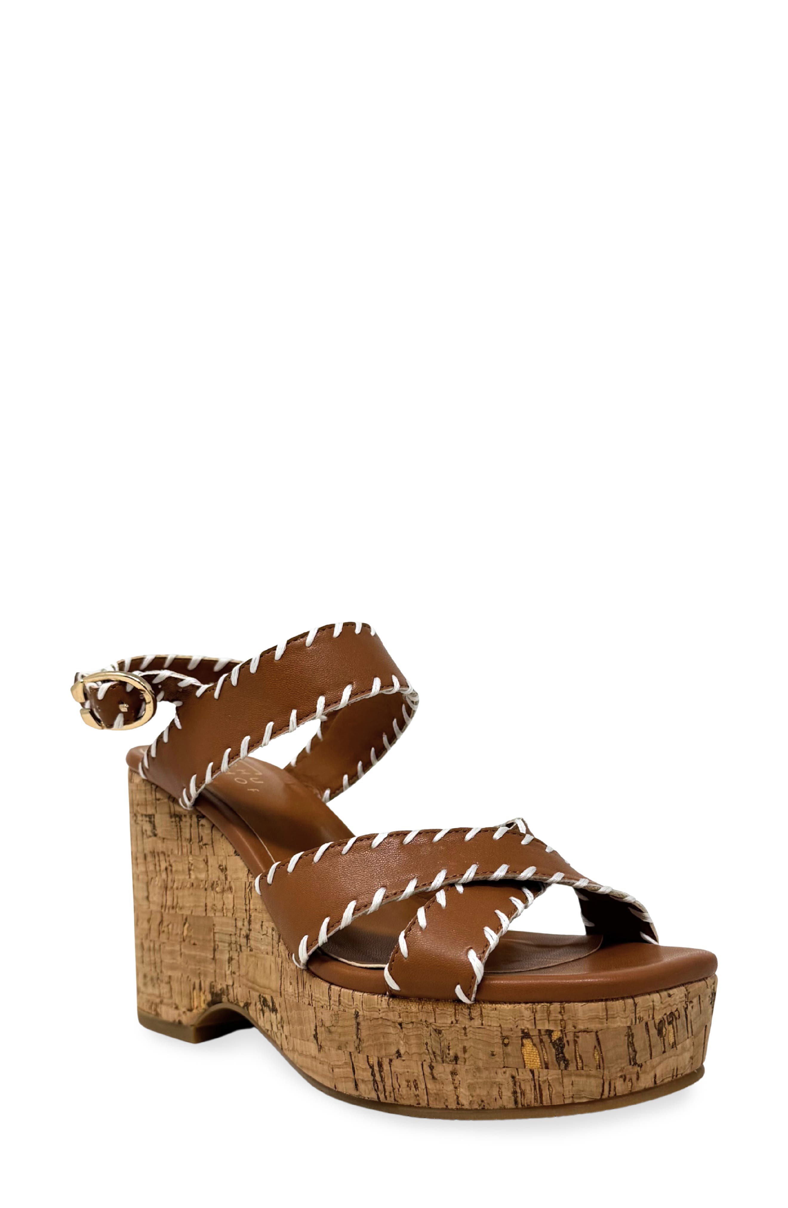 SHUSHOP Jada Ankle Strap Platform Wedge Sandal, Main, color, Camel