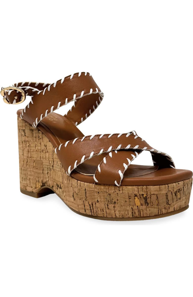SHUSHOP Jada Ankle Strap Platform Wedge Sandal, Main, color, Camel