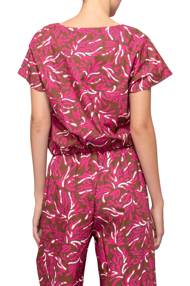 Poplin Banded Hem Top, Alternate, color, BROWN MAGENTA REEF