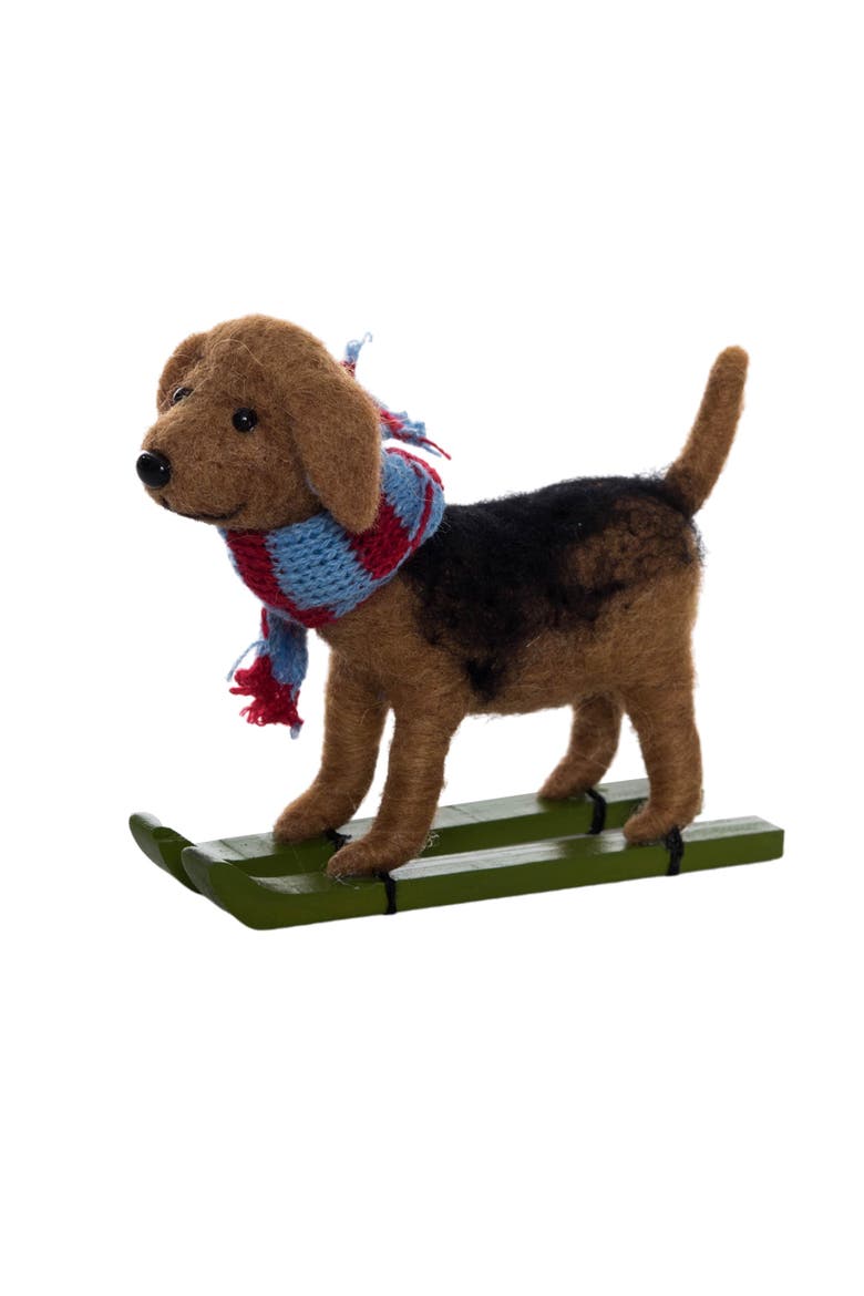 Dog On Skis Figurine, Alternate, color, Blue