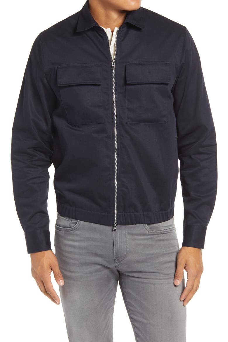 Lawson Zip-Up Twill Jacket, Main, color, DARK BLUE