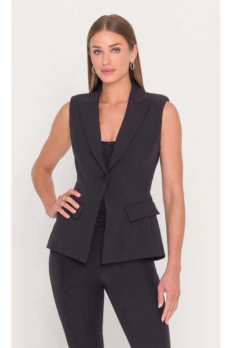 Rialto Crepe Sleeveless Blazer, Alternate, color, Black