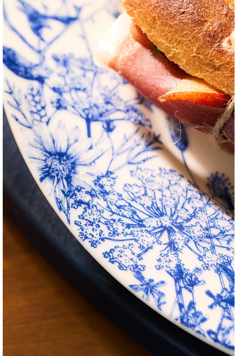 Summer Blues Rimmed Dinner Plate - Porcelain - Set 4, Alternate, color, BLUE