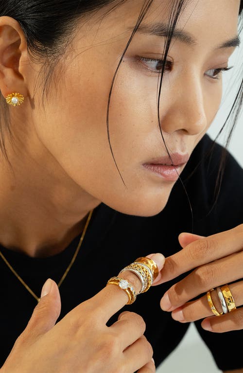 Bearfruit Jewelry Sterling Silver 18k Gold Plated Izzie Small Cubic Zirconia Band Ring In Gold