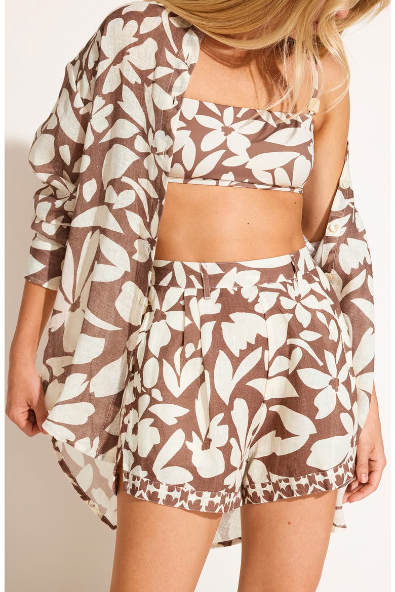 The Getaway Linen Cover-Up Shorts, Alternate, color, DESERT FLOWER