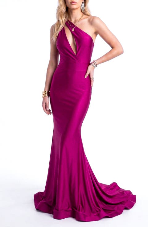 Asymmetrical Cutout Mermaid Evening Gown