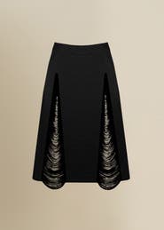 Contessa Mills Madeleine Soft Fringe-Trimmed Stretch Cotton Poplin Skirt