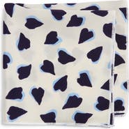 CLIFTON WILSON Navy & White Hearts Silk Pocket Square