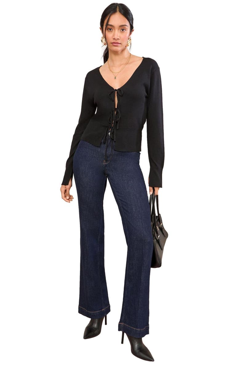 Friends Like These Tie Front Cardigan, Alternate, color, Black