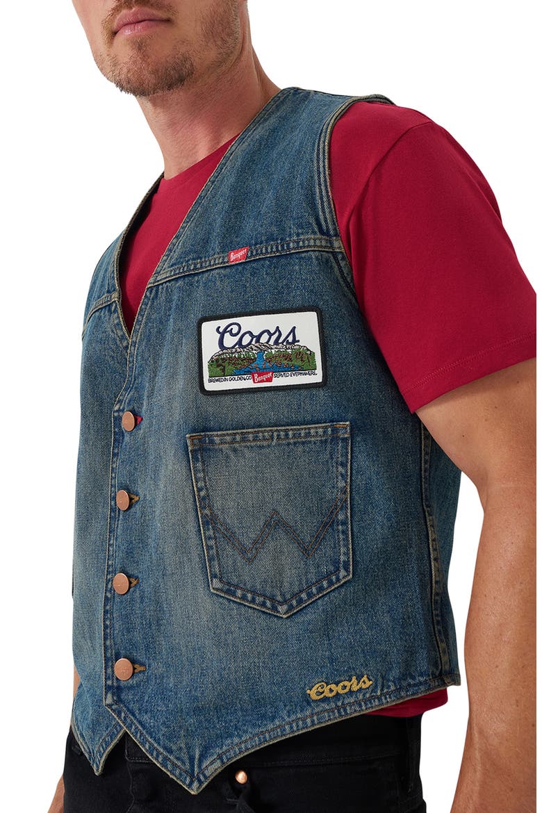 Embroidered Denim Vest, Alternate, color, INDIGO BUFF