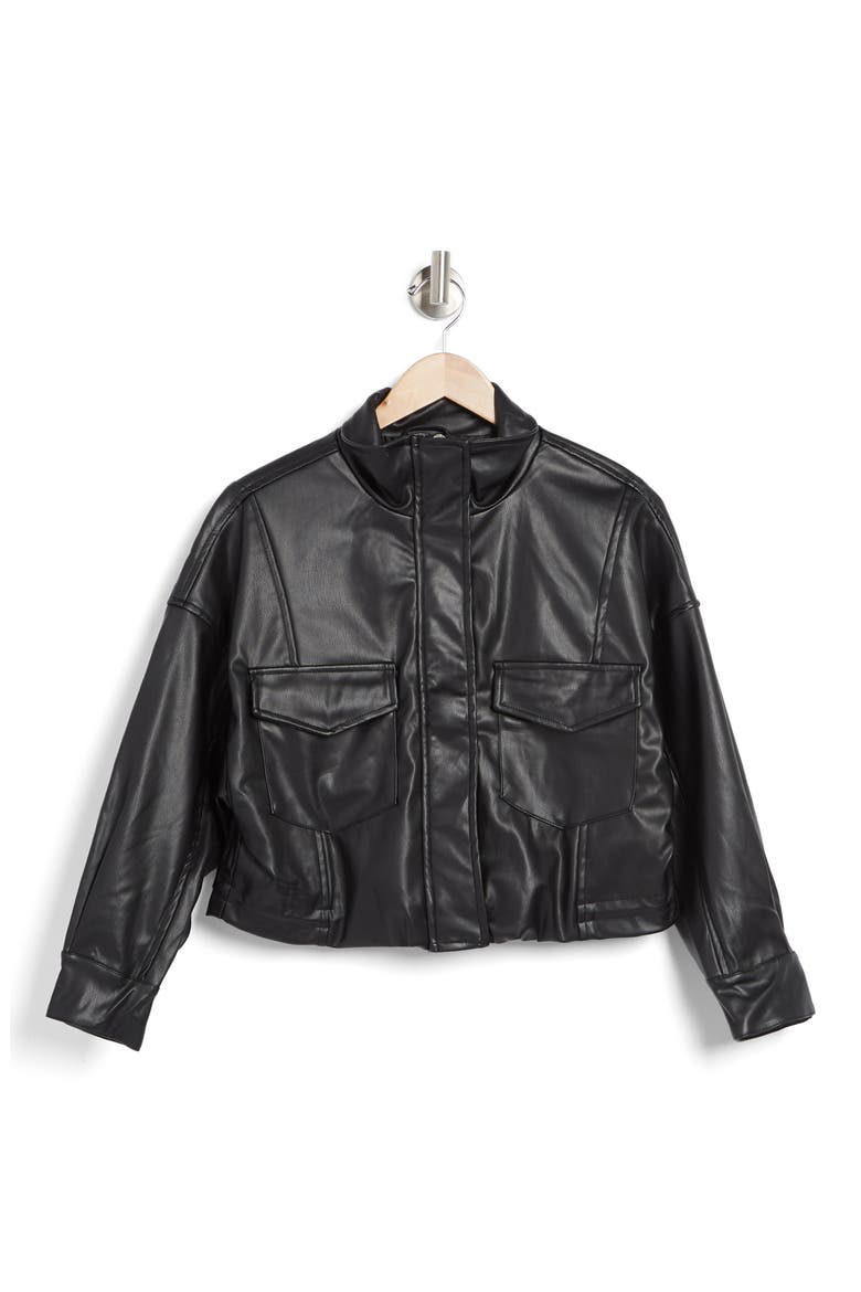 Faux Leather Moto Jacket, Alternate, color, BLACK