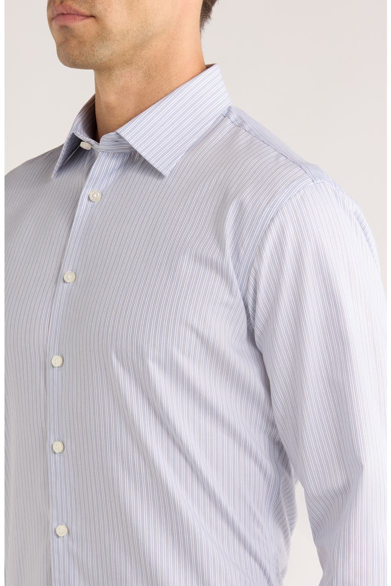 Trim Fit Stripe Premium Non-Iron Cotton Dress Shirt, Alternate, color, BLUE ANTICA STRIPE