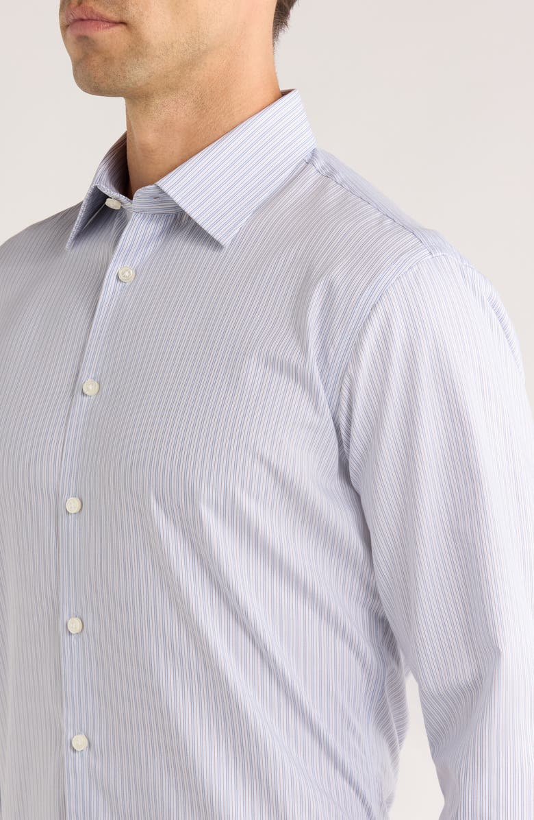 Nordstrom Trim Fit Stripe Premium Non-Iron Cotton Dress Shirt, Alternate, color, Blue Antica Stripe