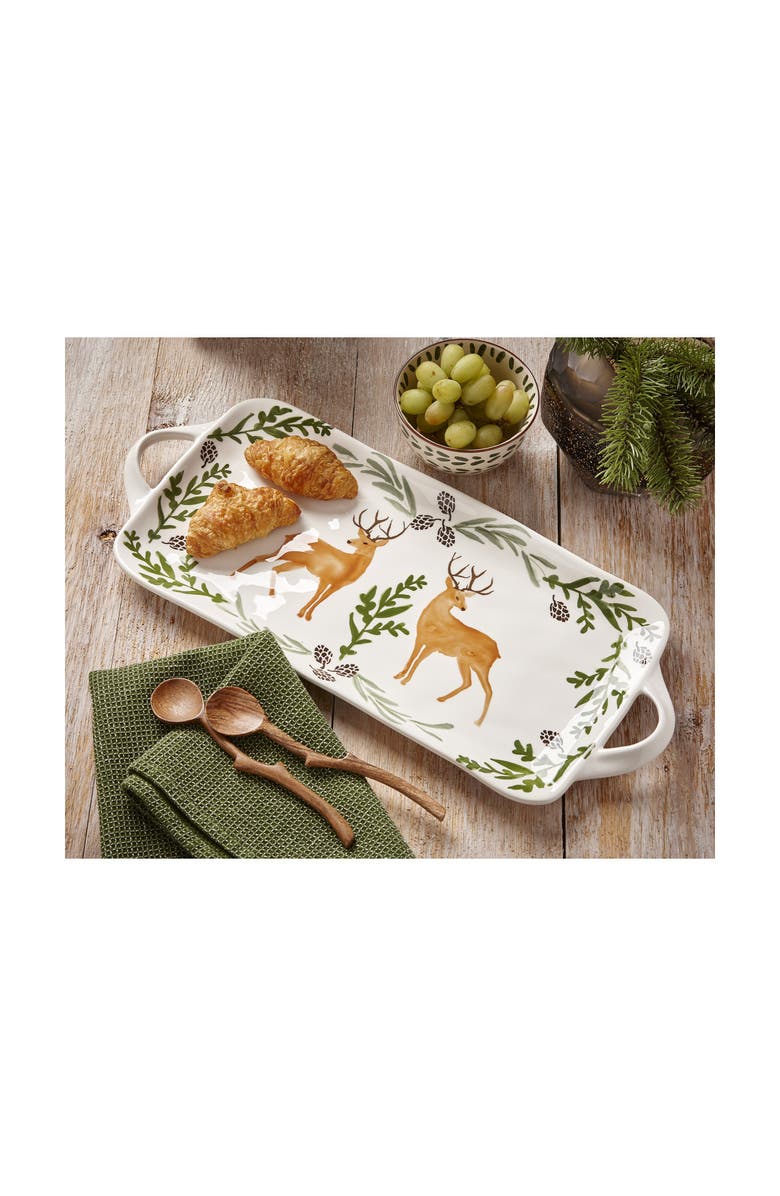 tag Warm Wishes Stag Rectangular Platter Multicolor Ceramic Dish, Alternate, color, Multicolored