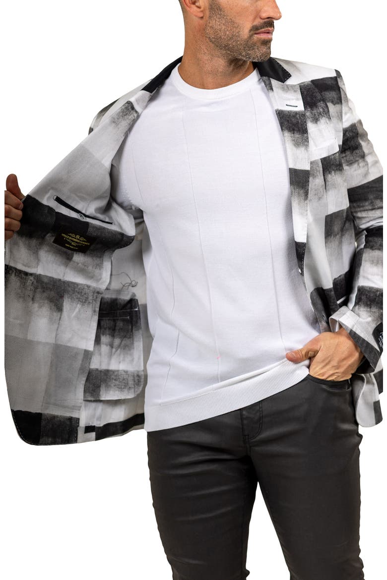 Unconstructed Marthyr022 Black Cotton Patchwork Blazer, Alternate, color, GREY
