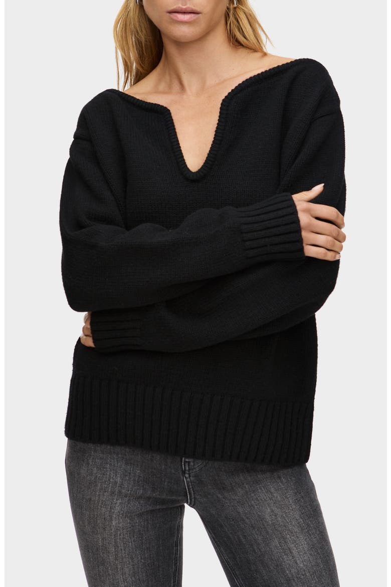 Dominique Wide Neck Sweater, Main, color, BLACK