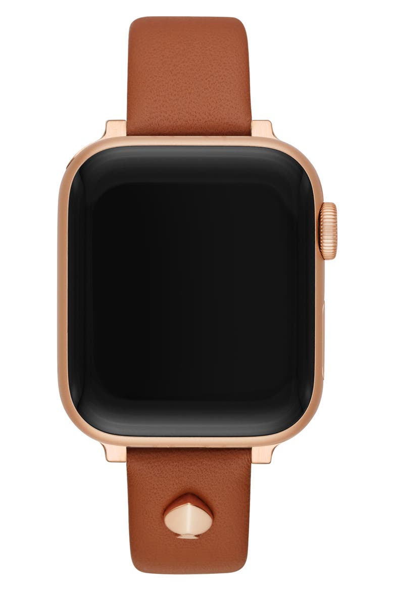 leather 20mm Apple Watch® watchband, Alternate, color, TANZ/DNU