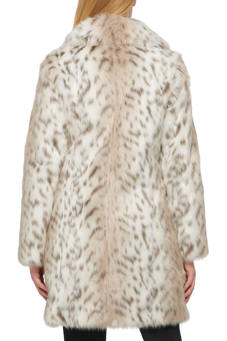 Notch Collar Faux Fur Coat, Alternate, color, LEOPARD