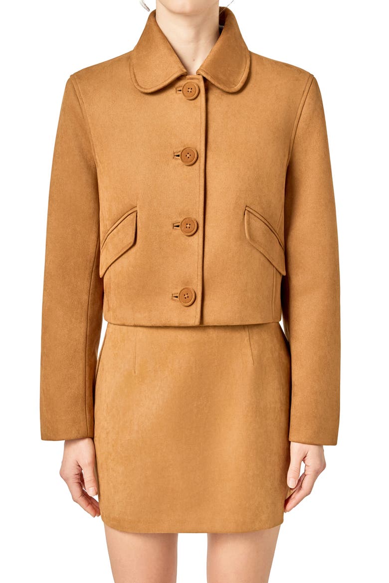 Faux Suede Jacket, Alternate, color, CAMEL