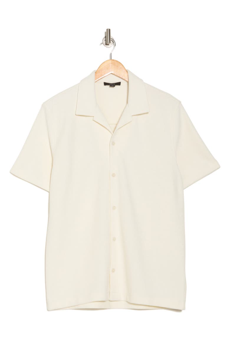 Vince Bouclé Short Sleeve Button-Up Shirt, Alternate, color, Off White