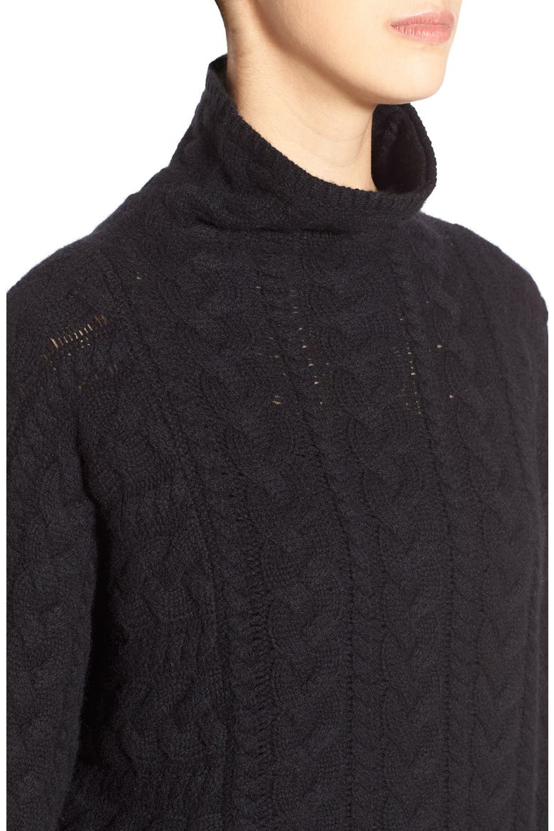 Cable Cashmere Sweater, Alternate, color, BLACK