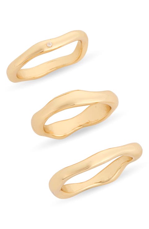 Set of 3 Wavy Band Rings
