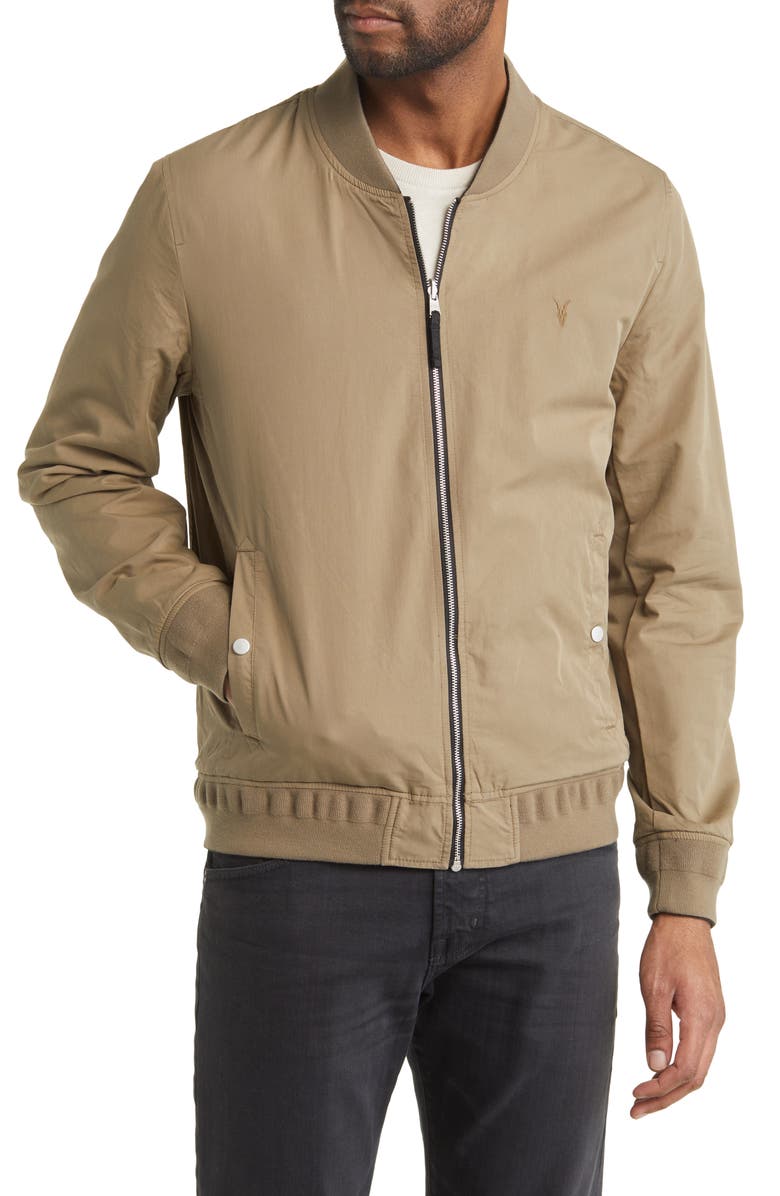 AllSaints Bassett Reversible Bomber Jacket, Alternate, color, Black/ Ash Khaki Brown