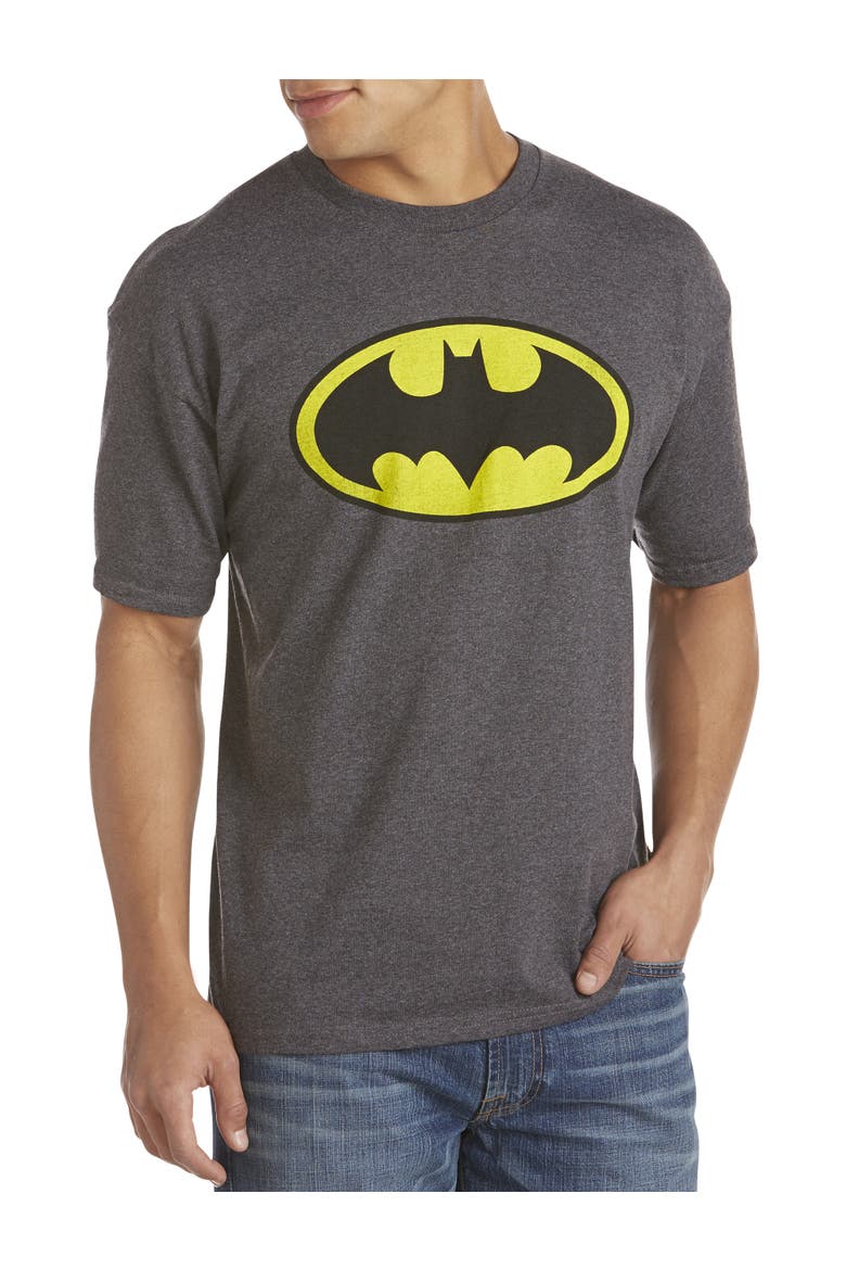 Big & Tall Batman Classic Logo Graphic Tee, Main, color, CHARCOAL HTHR