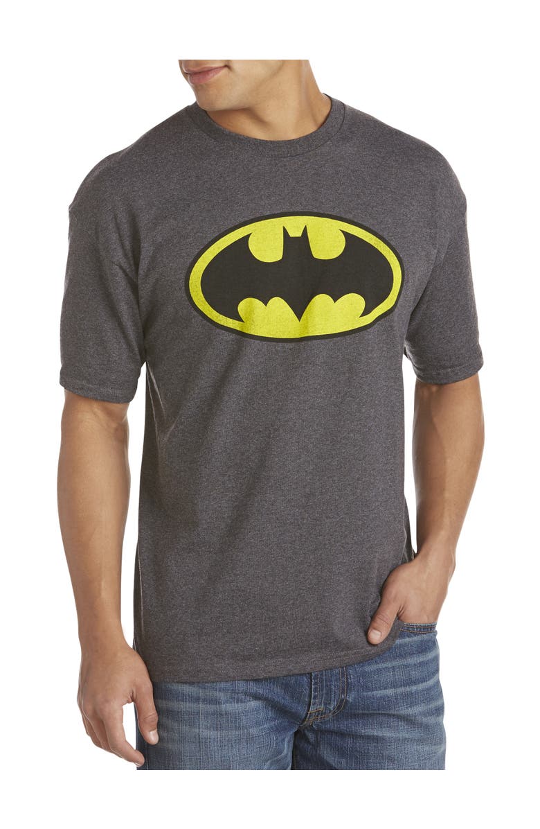 True Nation by DXL Big & Tall Batman Classic Logo Graphic Tee, Main, color, Charcoal Hthr