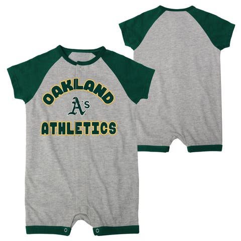 Infant  Heather Gray Oakland Athletics Extra Base Hit Raglan Full-Snap Romper