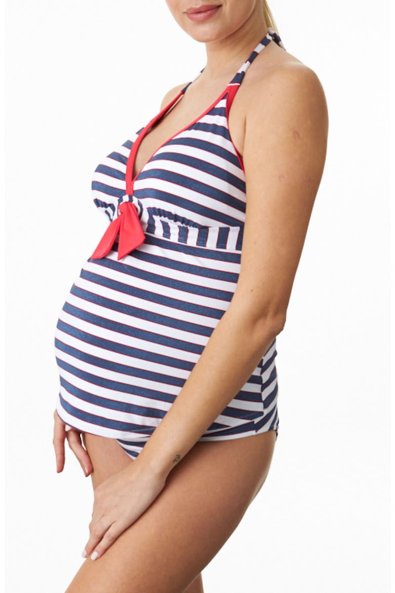 Palm Springs Two-Piece Maternity Swimsuit, Alternate, color, NAVY/ RED