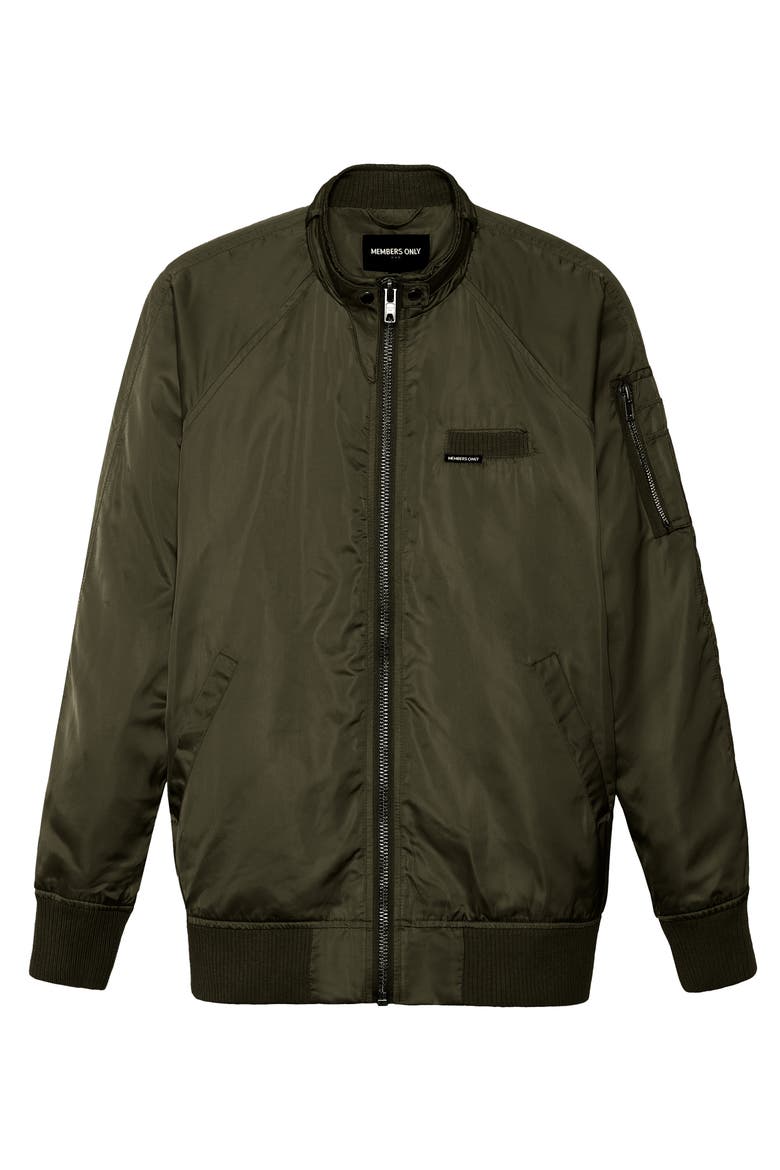 Women's Satin Bomber Jacket, Alternate, color, Dark Green