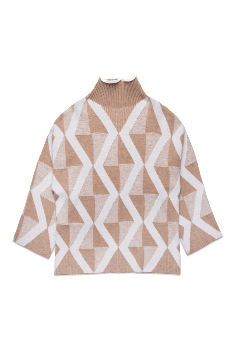 Troy Mock Neck Sweater, Main, color, BEIGE WITH ECRU