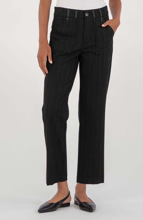 Faye High Waist Pinstripe Ankle Wide Leg Pants