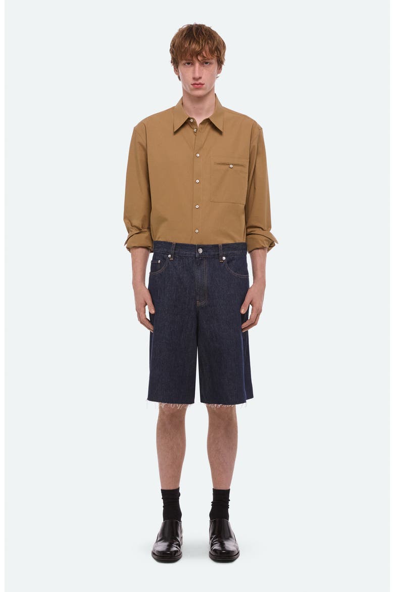 Oversize Raw Hem Denim Shorts, Alternate, color, RINSED INDIGO