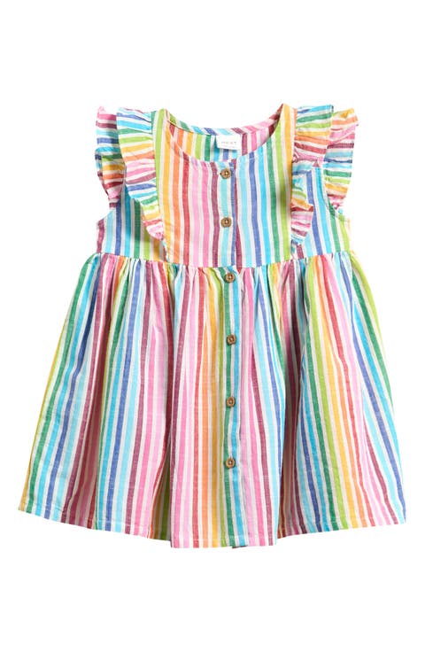 Kids' Rainbow Stripe Flutter Sleeve Dress (Baby & Toddler)