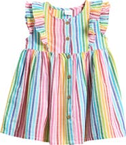 NEXT Kids' Rainbow Stripe Flutter Sleeve Dress