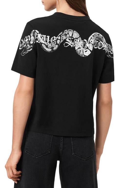 Allsaints Womens Black Lisa Vena Graphic-print Short-sleeve Cotton T-shirt In Black