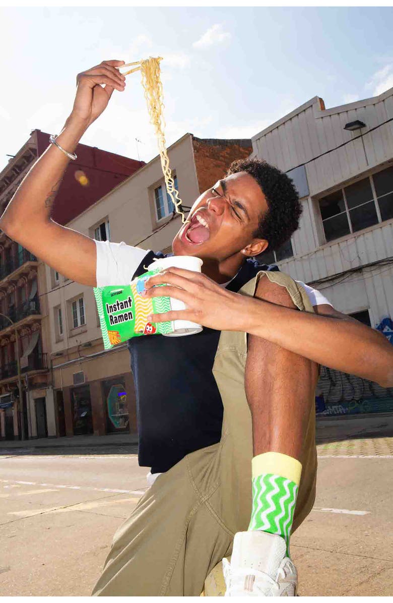 doiy Instant Chili Ramen Crew Socks, Alternate, color, Green Multi